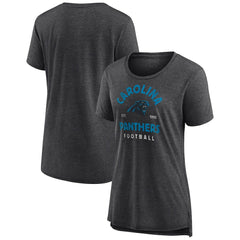 Carolina Panthers Women's Vintage Arch Tri-Blend T-Shirt Charcoal - NFL