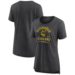 Pittsburgh Steelers Women's Vintage Arch Tri-Blend T-Shirt Charcoal - NFL