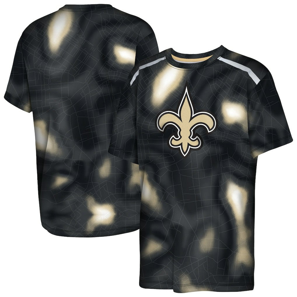 New Orleans Saints Outerstuff Youth End Zone Dri-Tek T-Shirt Black - NFL