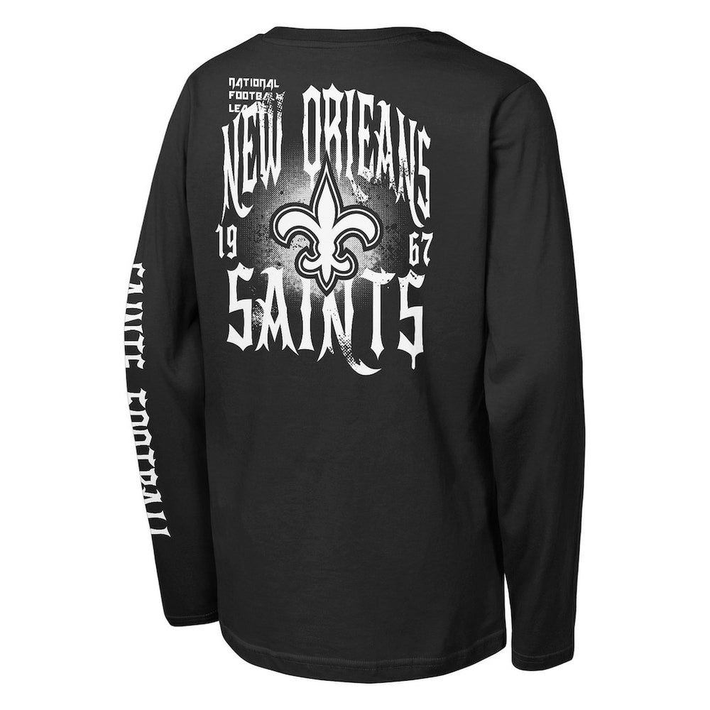 New Orleans Saints Outerstuff Youth Rumble Long Sleeve T-Shirt Black - NFL