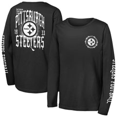 Pittsburgh Steelers Outerstuff Youth Rumble Long Sleeve T-Shirt Black - NFL