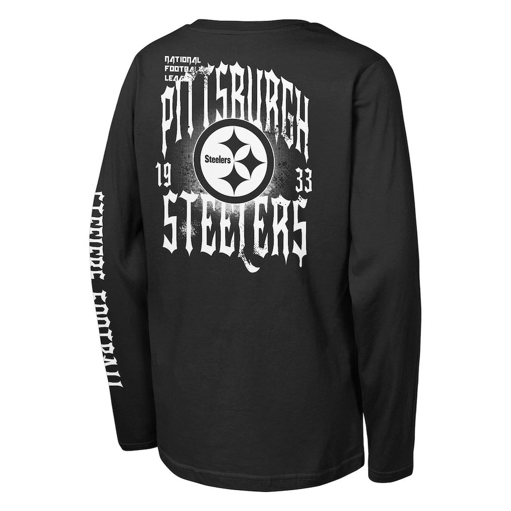 Pittsburgh Steelers Outerstuff Youth Rumble Long Sleeve T-Shirt Black - NFL