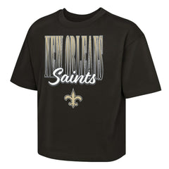 New Orleans Saints Outerstuff Girls Youth Big City Boxy T-Shirt Black - NFL