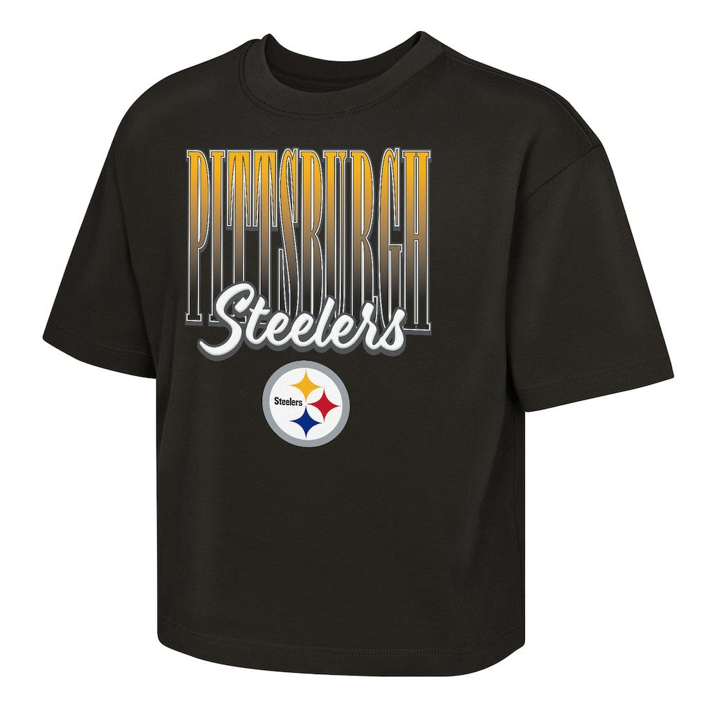 Pittsburgh Steelers Outerstuff Girls Youth Big City Boxy T-Shirt Black - NFL