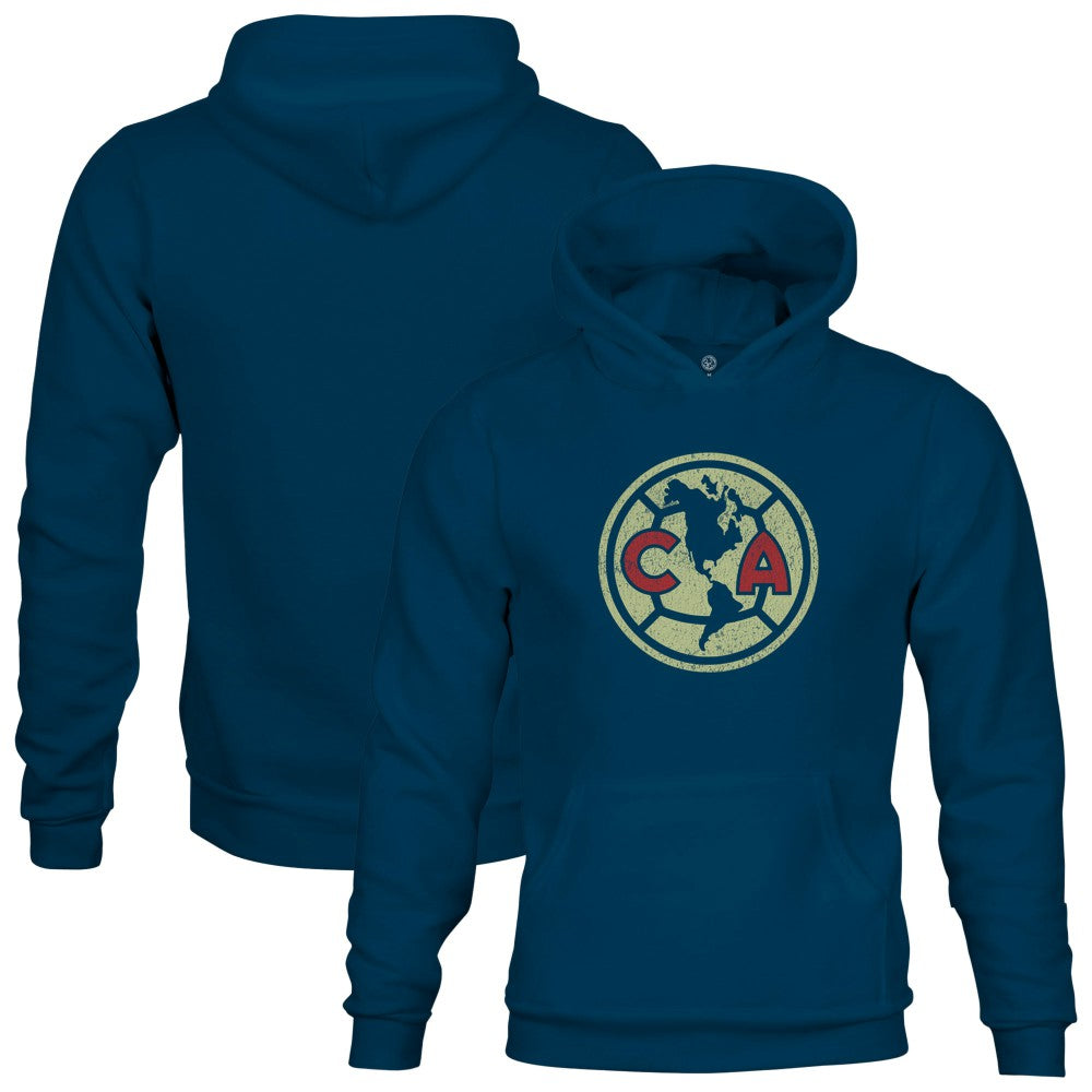 Club America 1863FC Youth Color Badge Fleece Pullover Hoodie - Navy