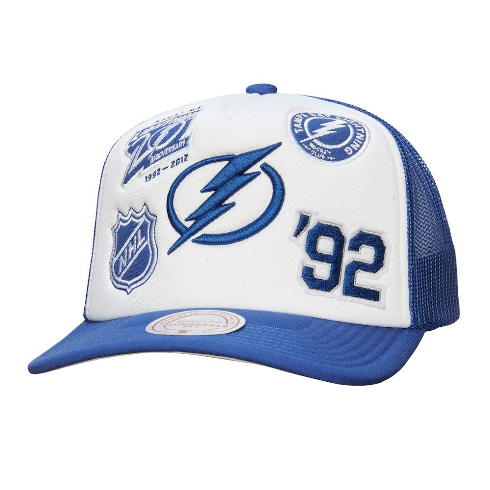 Tampa Bay Lightning - Mitchell & Ness Gridlock Trucker Adjustable Hat White/Blue