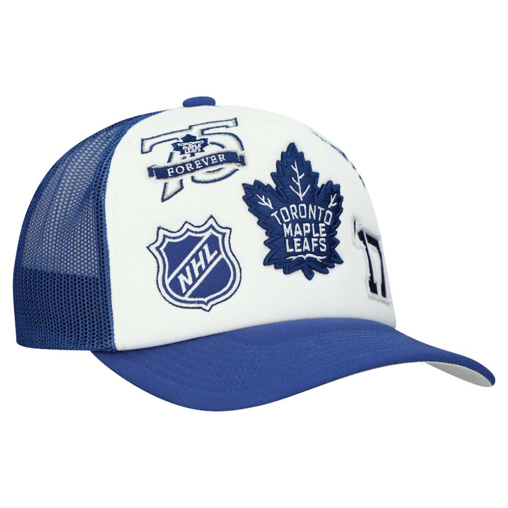 Toronto Maple Leafs - Mitchell & Ness Gridlock Trucker Adjustable Hat White/Blue