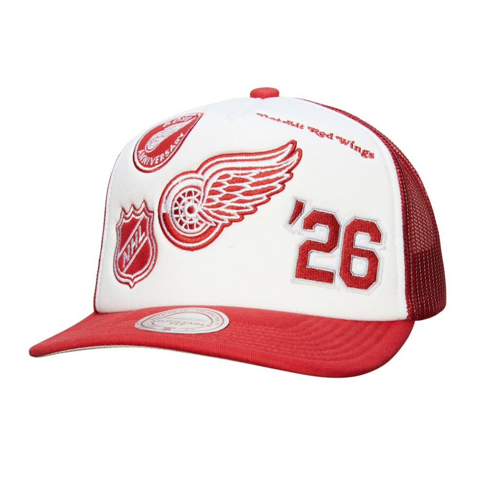 Detroit Red Wings - Mitchell & Ness Gridlock Trucker Adjustable Hat White/Red