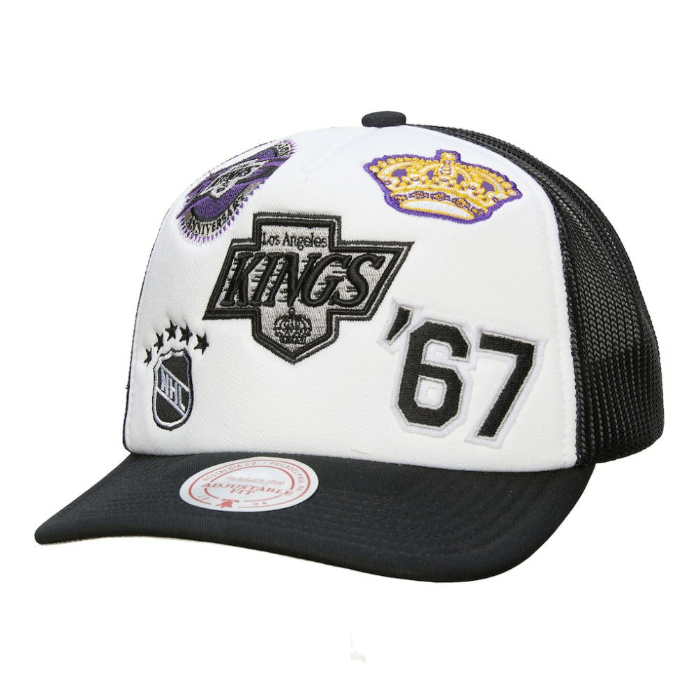 Los Angeles Kings - Mitchell & Ness Gridlock Trucker Adjustable Hat White/Black
