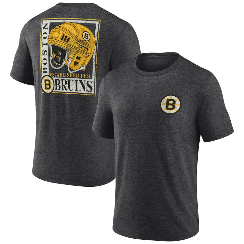 Boston Bruins Earnest Will Tri-Blend T-Shirt Charcoal