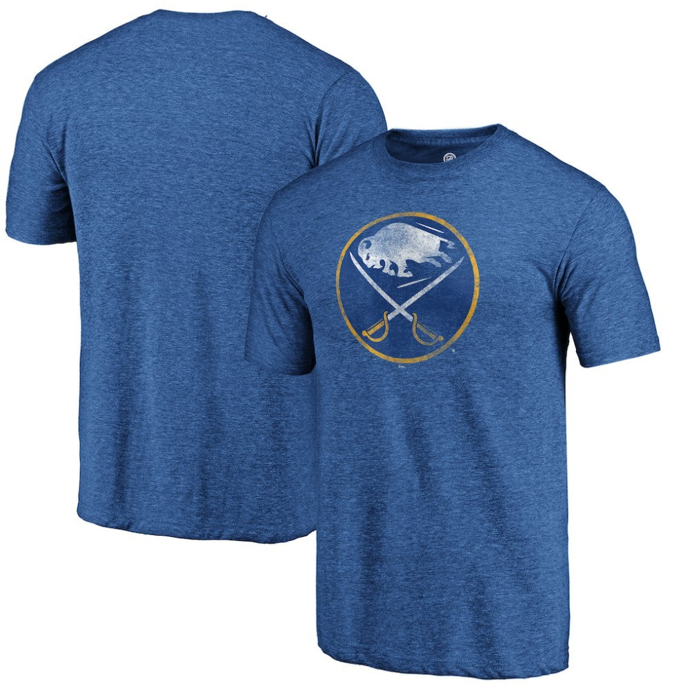 Buffalo Sabres - Distressed Logo Tri-Blend T-Shirt Royal