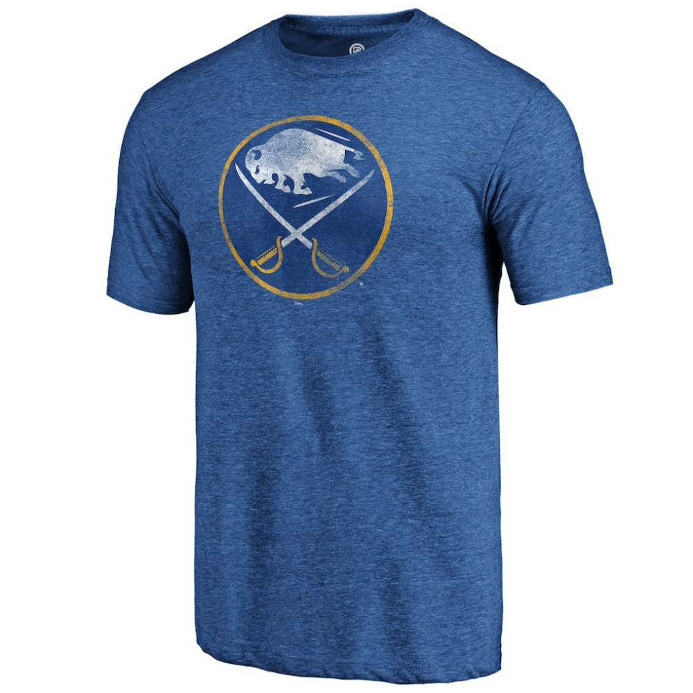 Buffalo Sabres - Distressed Logo Tri-Blend T-Shirt Royal