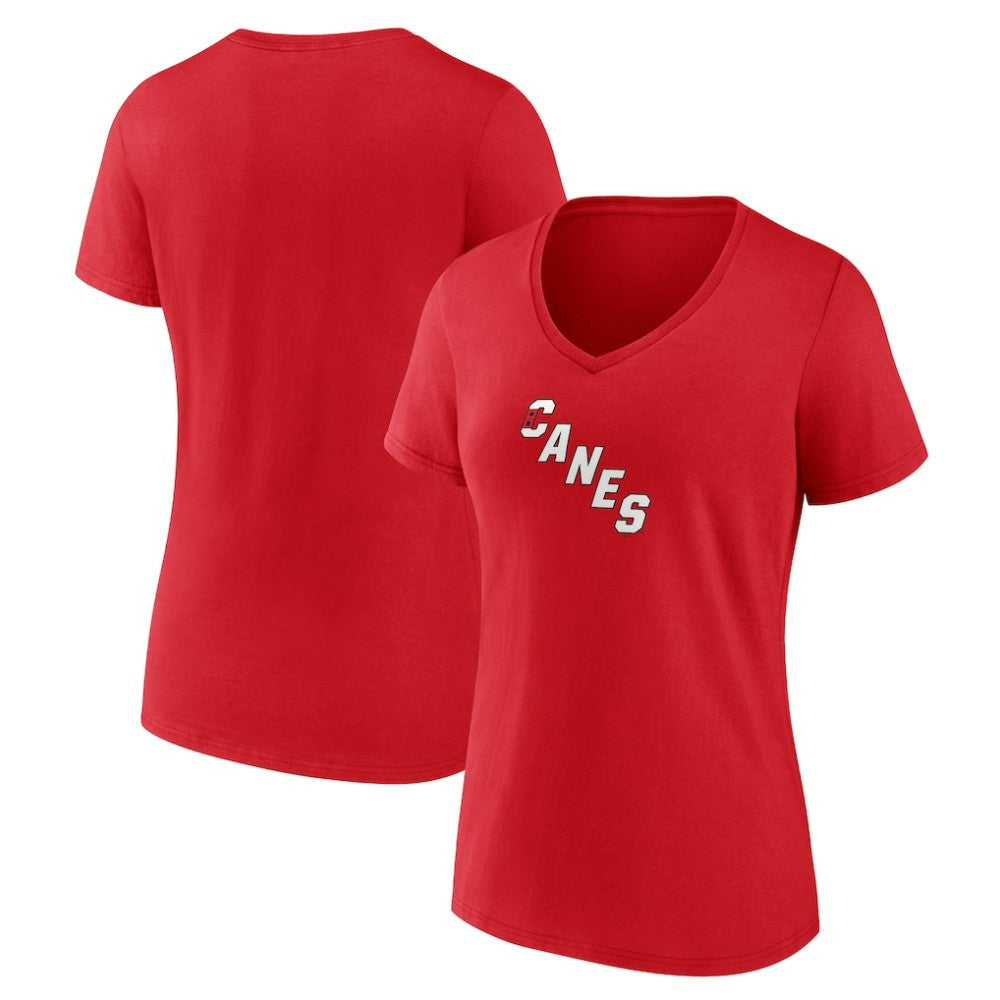 Carolina Hurricanes - Women's Primary Logo V-Neck T-Shirt Red