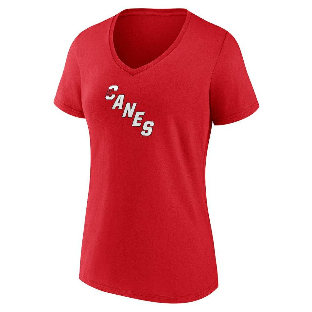 Carolina Hurricanes - Women's Primary Logo V-Neck T-Shirt Red