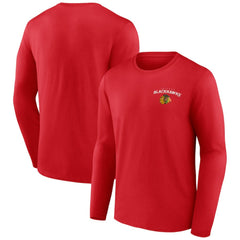 Chicago Blackhawks Team Lockup Long Sleeve T-Shirt Red