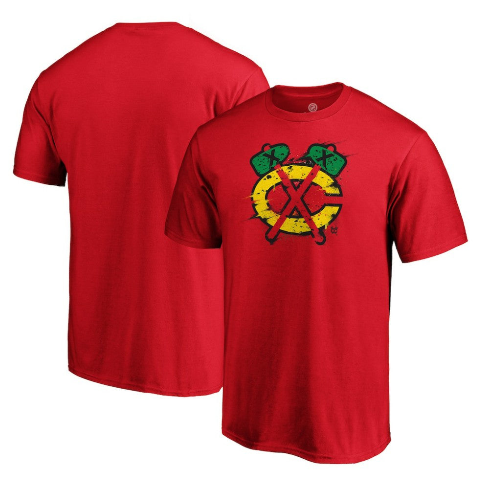 Chicago Blackhawks Splatter Logo T-Shirt Red
