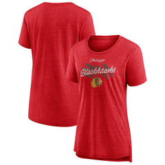 Chicago Blackhawks Women's Hit the Ice Tri-Blend T-Shirt Red