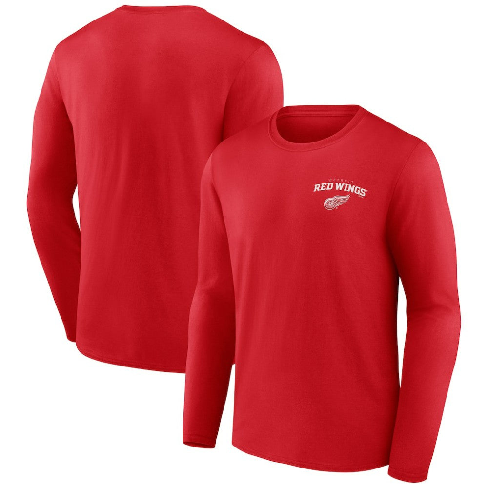 Detroit Red Wings - Team Lockup Long Sleeve T-Shirt Red