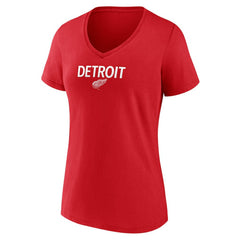 Detroit Red Wings - Women's Primary Logo V-Neck T-Shirt Red