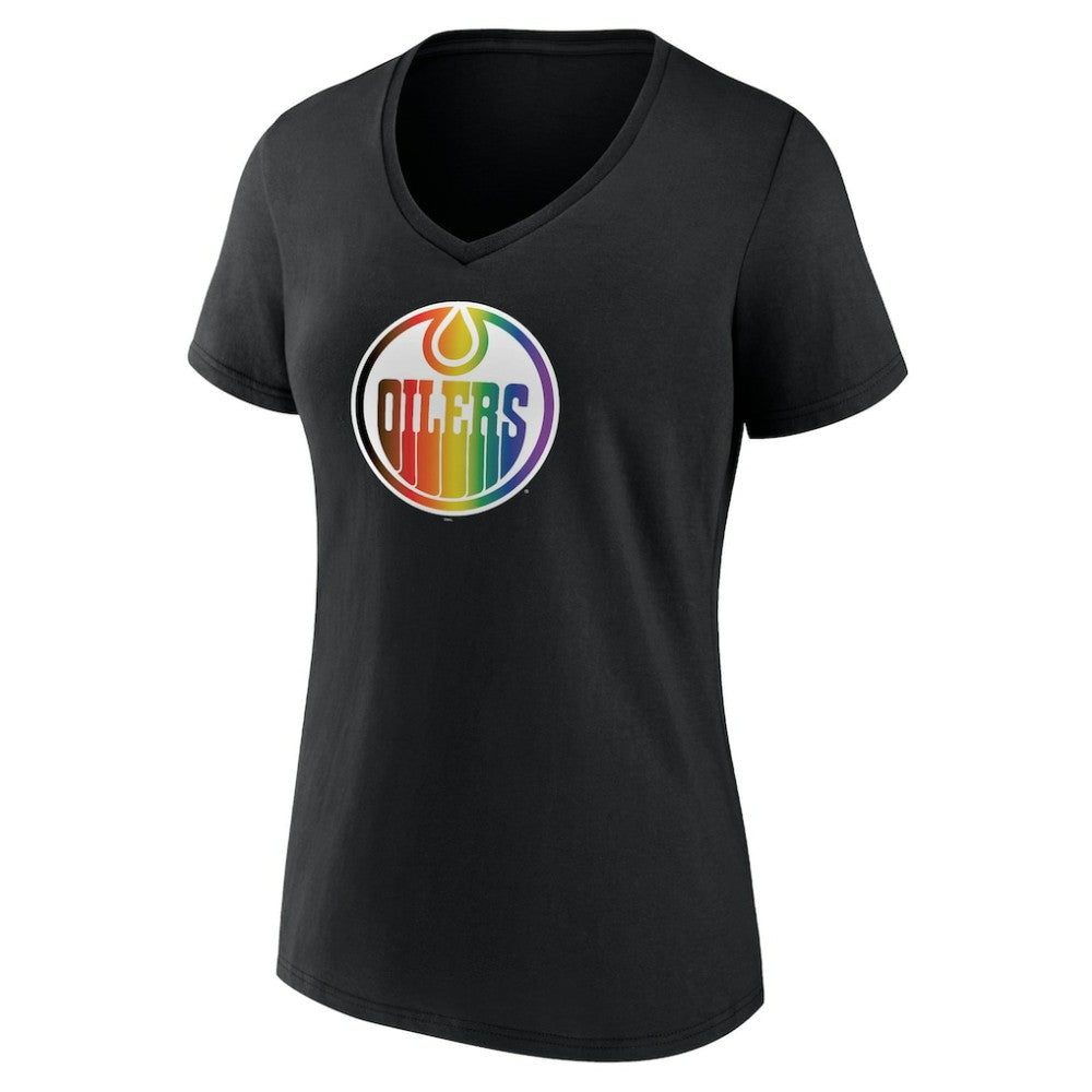 Edmonton Oilers - Women's Team Pride V-Neck T-Shirt Black