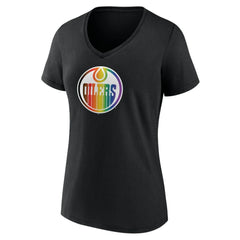 Edmonton Oilers - Women's Team Pride V-Neck T-Shirt Black