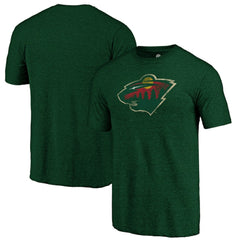 Minnesota Wild - Distressed Logo Tri-Blend T-Shirt Green