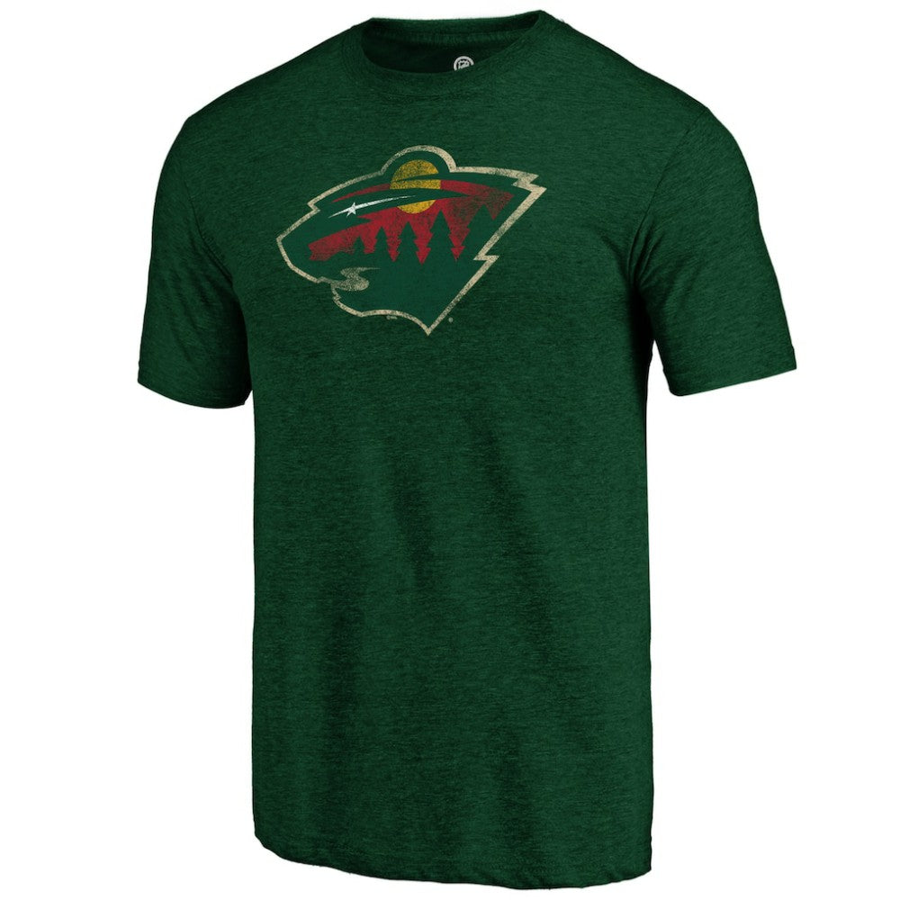 Minnesota Wild - Distressed Logo Tri-Blend T-Shirt Green