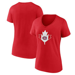 Montreal Canadiens - Women's Canada Day V-Neck T-Shirt Red