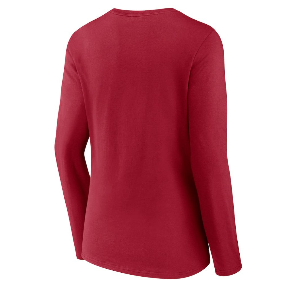 Montreal Canadiens - Women's Primary Logo Long Sleeve V-Neck T-Shirt Red