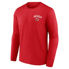 New Jersey Devils - Team Lockup Long Sleeve T-Shirt Red