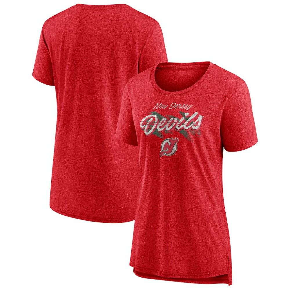 New Jersey Devils - Women's Hit the Ice Tri-Blend T-Shirt Red