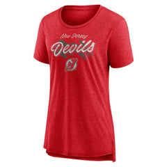 New Jersey Devils - Women's Hit the Ice Tri-Blend T-Shirt Red
