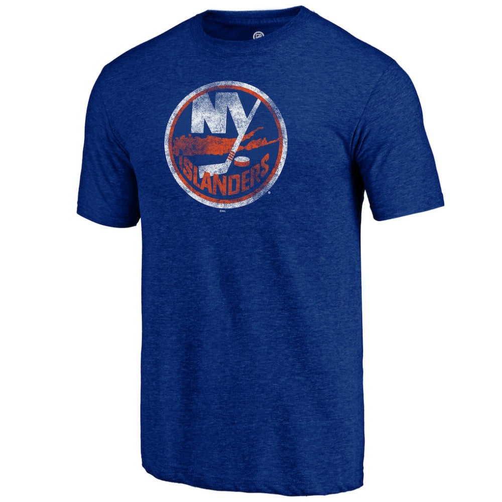 New York Islanders - Distressed Logo Tri-Blend T-Shirt Royal