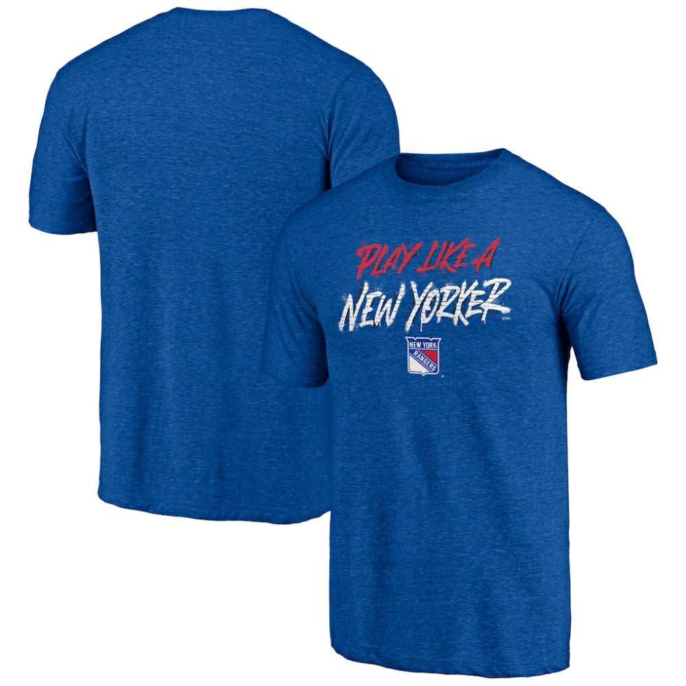 New York Rangers Shoot to Score Tri-Blend T-Shirt Blue