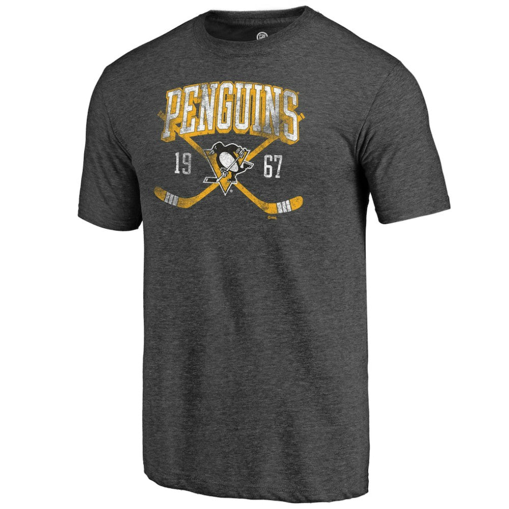Pittsburgh Penguins Line Shift Tri-Blend T-Shirt Charcoal