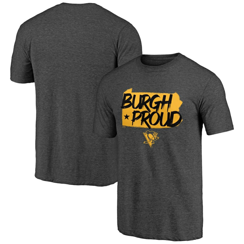 Pittsburgh Penguins Shoot to Score Tri-Blend T-Shirt Charcoal