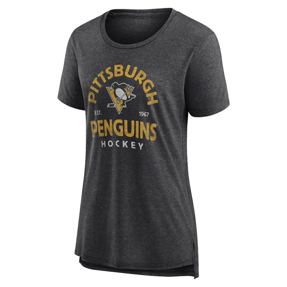 Pittsburgh Penguins Women's Vintage Arch Tri-Blend T-Shirt Gray