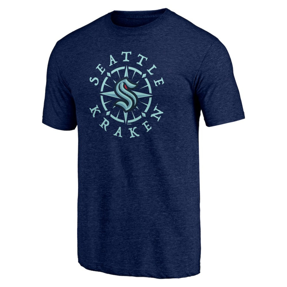 Seattle Kraken Shoot to Score Tri-Blend T-Shirt Deep Sea Blue