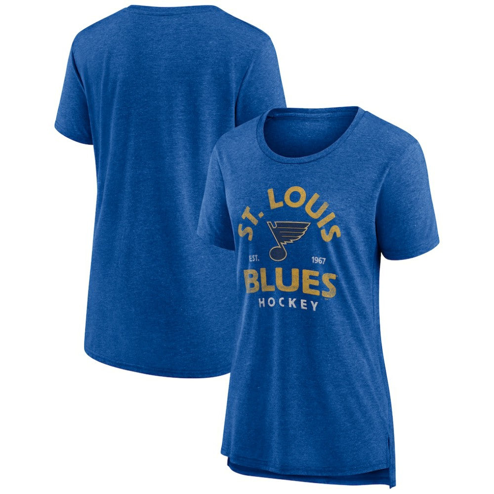St. Louis Blues - Women's Vintage Arch Tri-Blend T-Shirt Blue