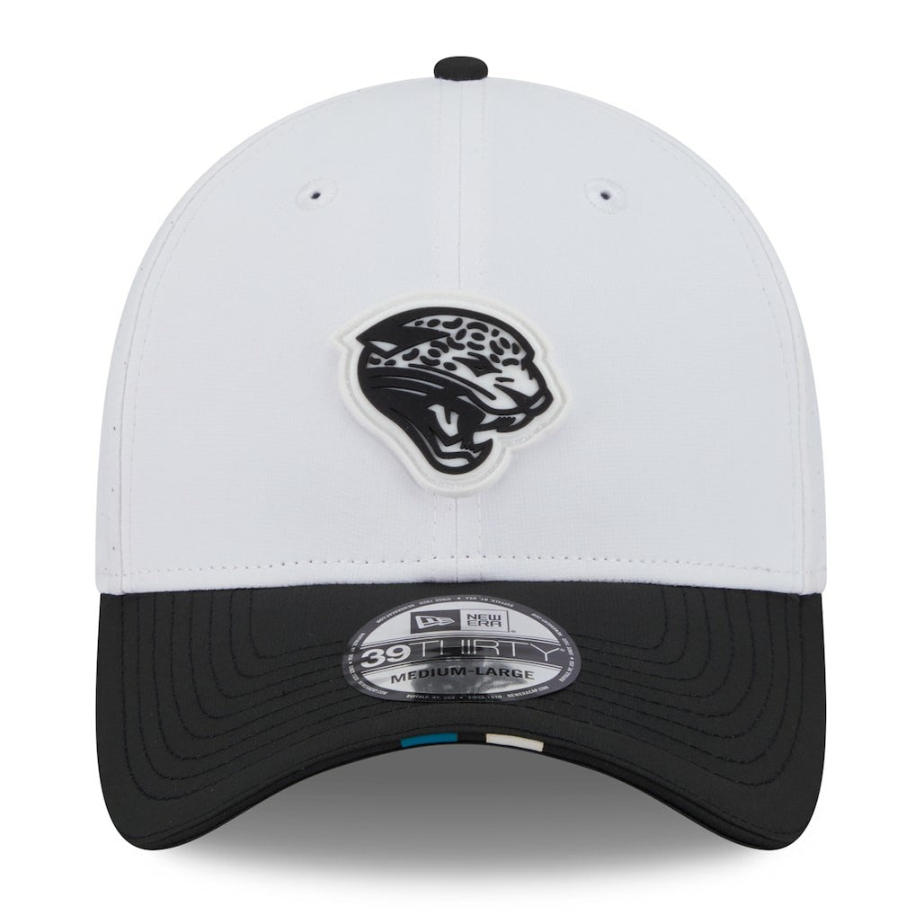 Jacksonville Jaguars New Era 2025 NFL Training Camp Throwback Logo 39THIRTY Flex Hat White/Black - NFL