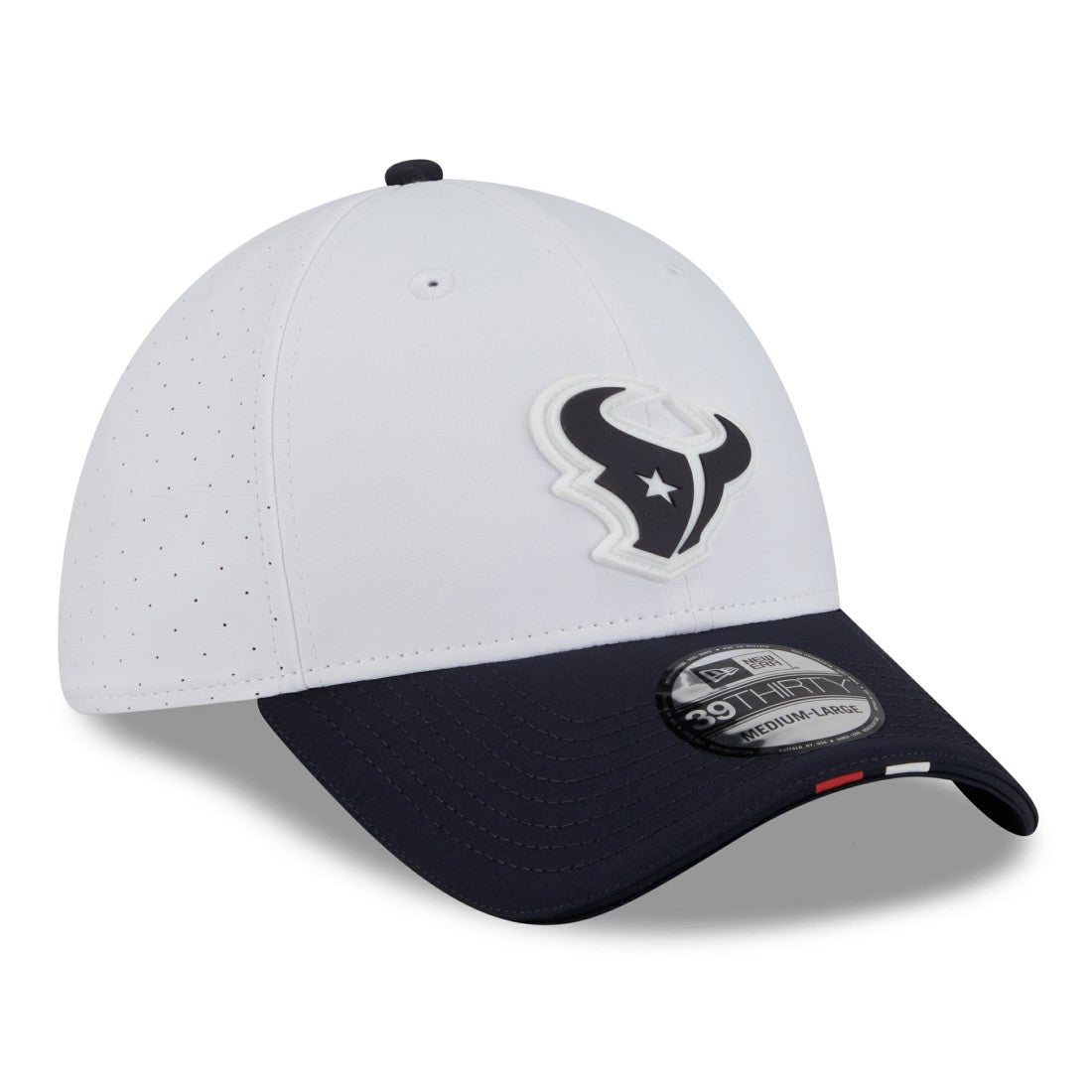 Houston Texans New Era 2025 NFL Training Camp 39THIRTY Flex Hat White/Navy - NFL