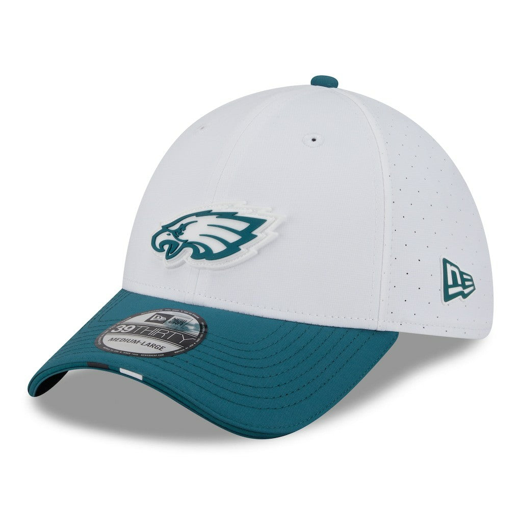 Philadelphia Eagles New Era 2025 NFL Training Camp 39THIRTY Flex Hat White/Midnight Green - NFL