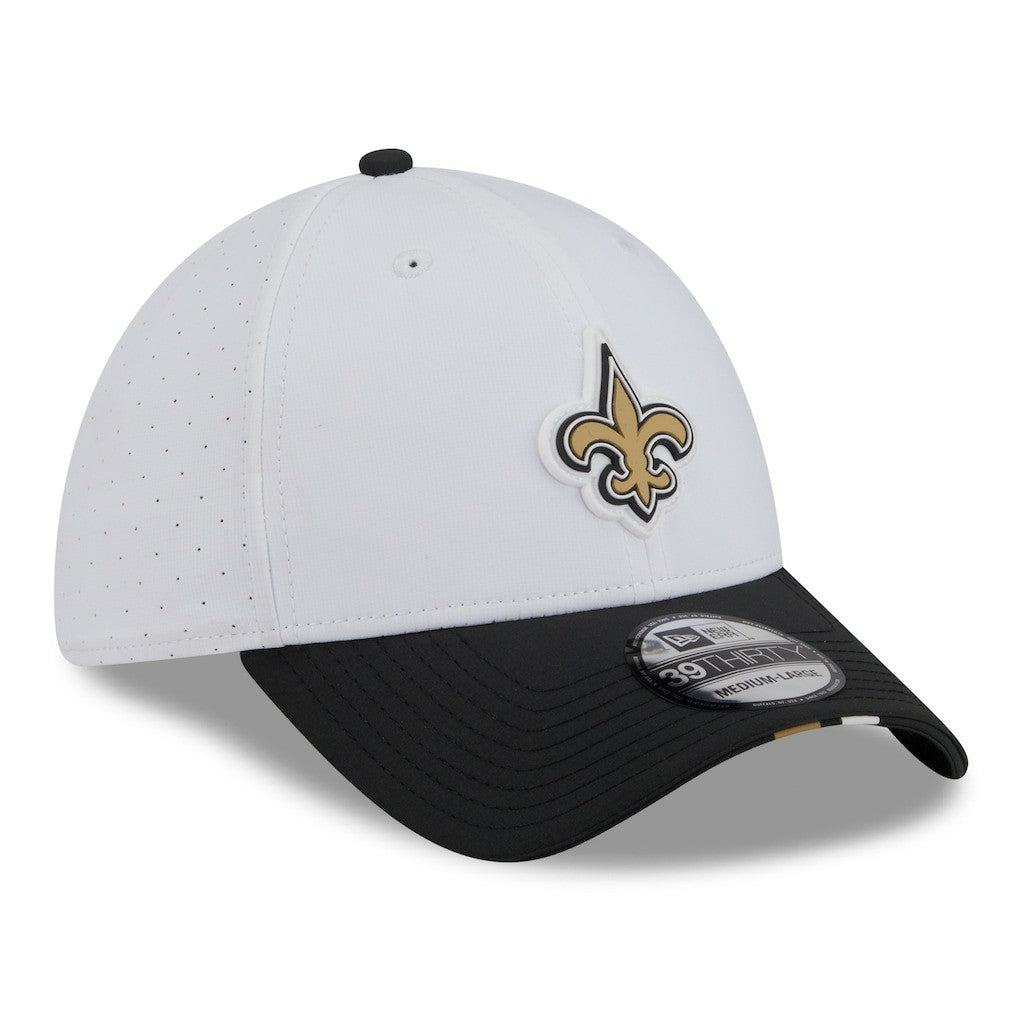New Orleans Saints New Era 2025 NFL Training Camp 39THIRTY Flex Hat White/Black - NFL