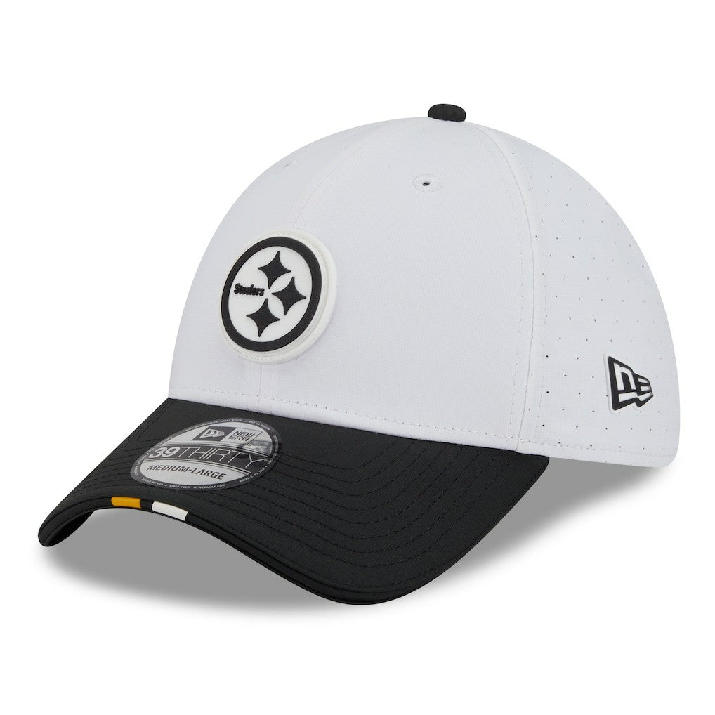 Pittsburgh Steelers New Era 2025 NFL Training Camp 39THIRTY Flex Hat White/Black - NFL