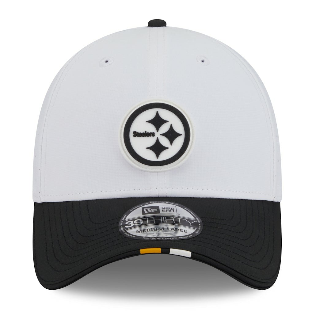 Pittsburgh Steelers New Era 2025 NFL Training Camp 39THIRTY Flex Hat White/Black - NFL