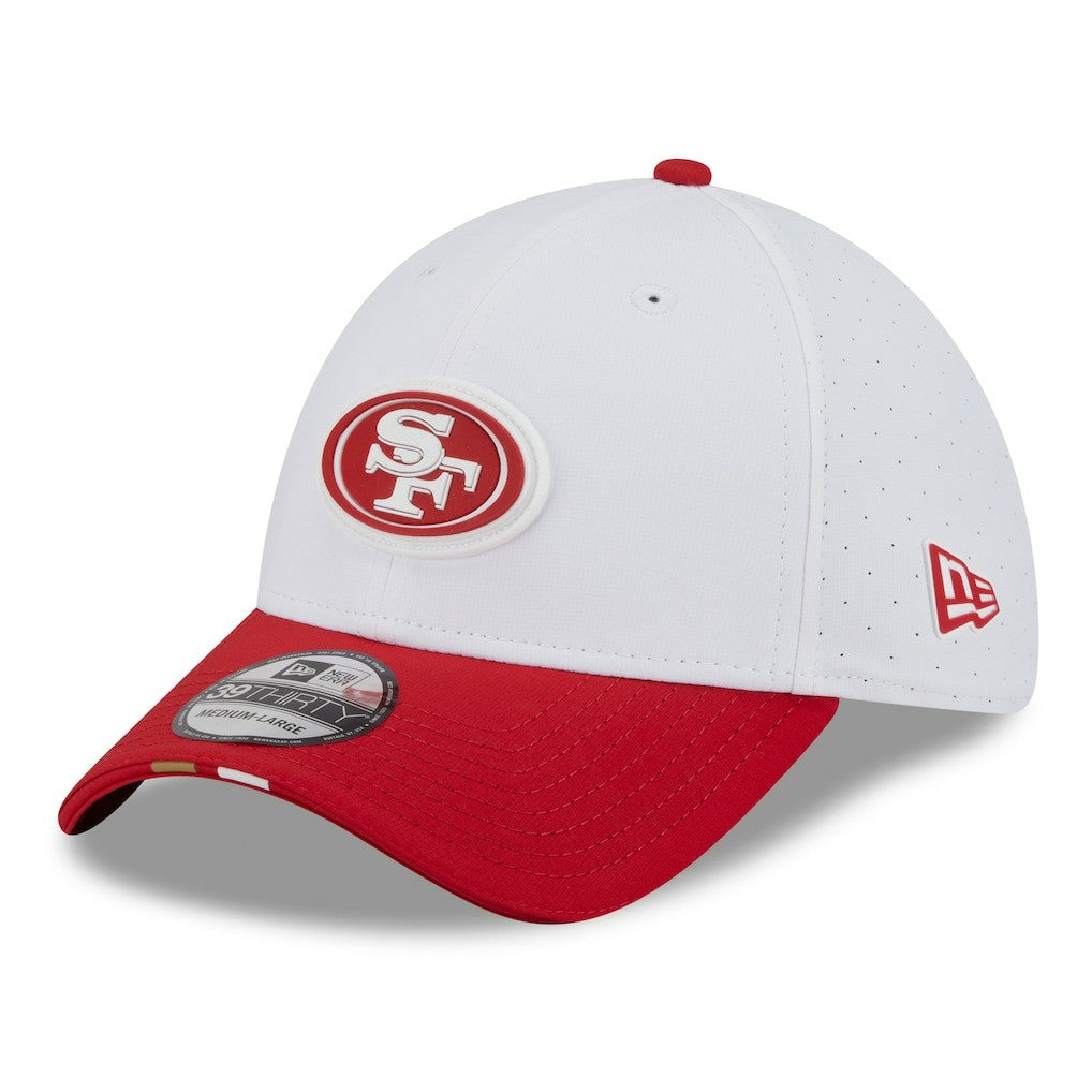 San Francisco 49ers New Era 2025 NFL Training Camp 39THIRTY Flex Hat White/Scarlet - NFL
