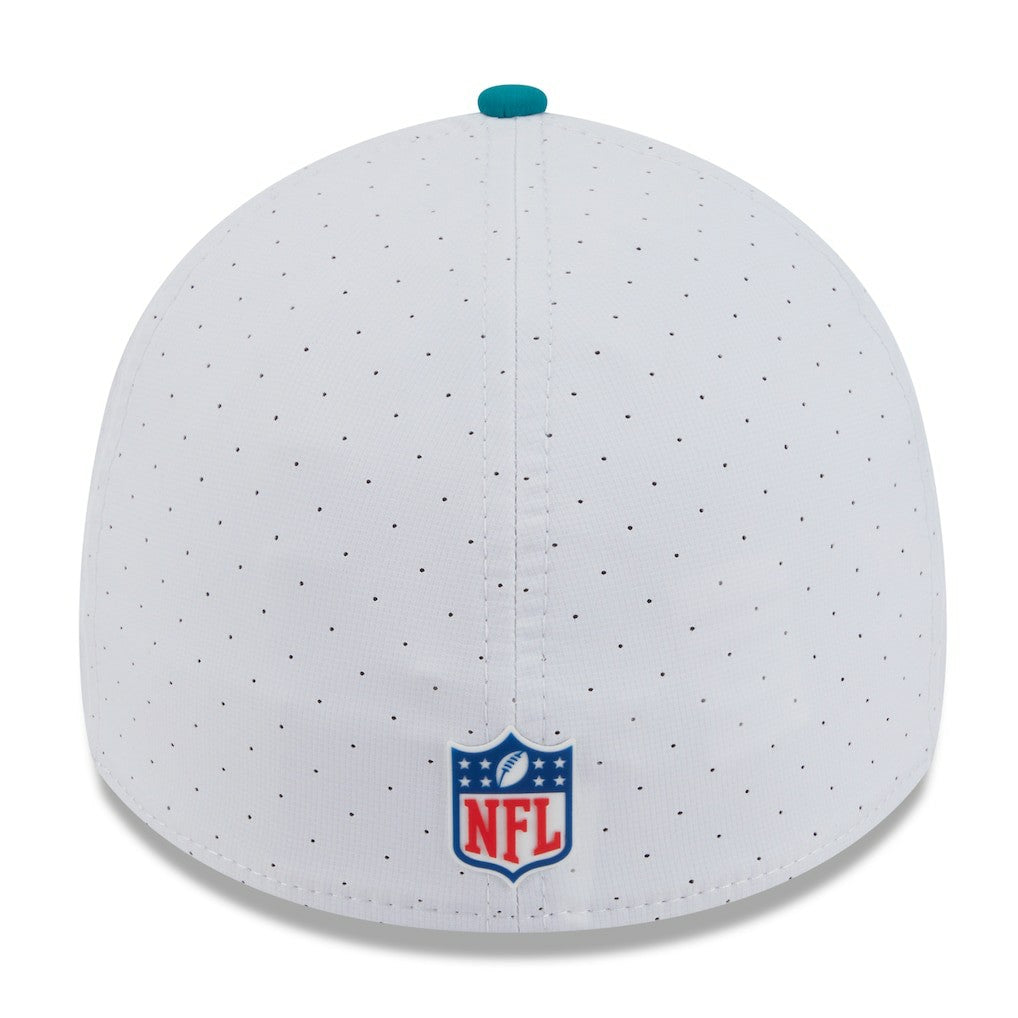 Miami Dolphins New Era 2025 NFL Training Camp Throwback Logo 39THIRTY Flex Hat White/Aqua - NFL