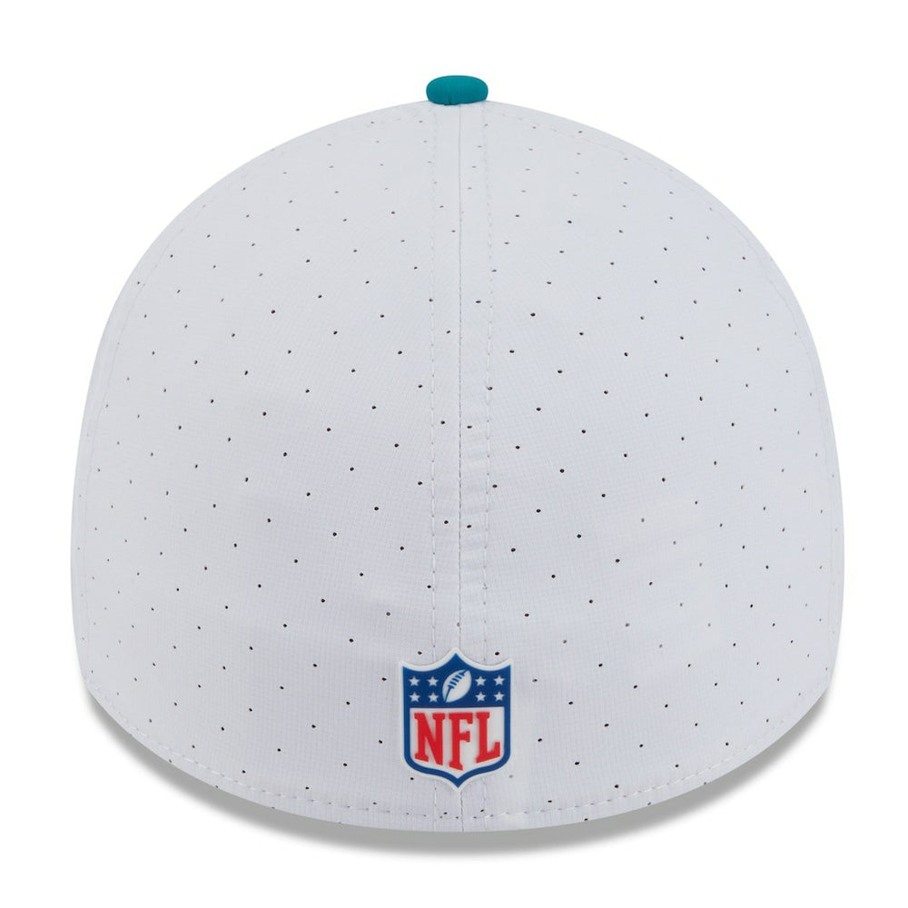 Miami Dolphins New Era 2025 NFL Training Camp Throwback Logo 39THIRTY Flex Hat White/Aqua - NFL