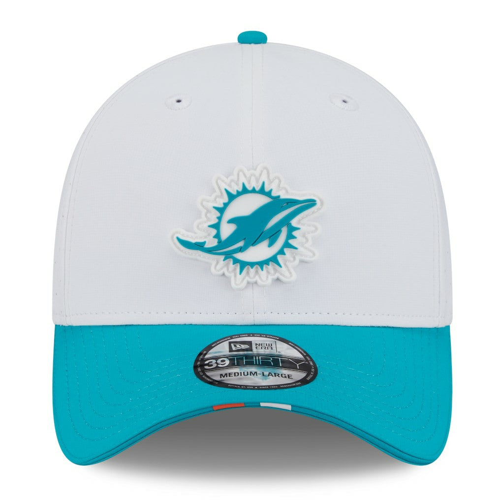 Miami Dolphins New Era 2025 NFL Training Camp 39THIRTY Flex Hat White/Aqua - NFL