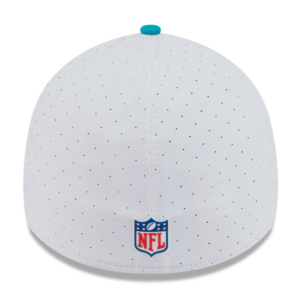 Miami Dolphins New Era 2025 NFL Training Camp 39THIRTY Flex Hat White/Aqua - NFL